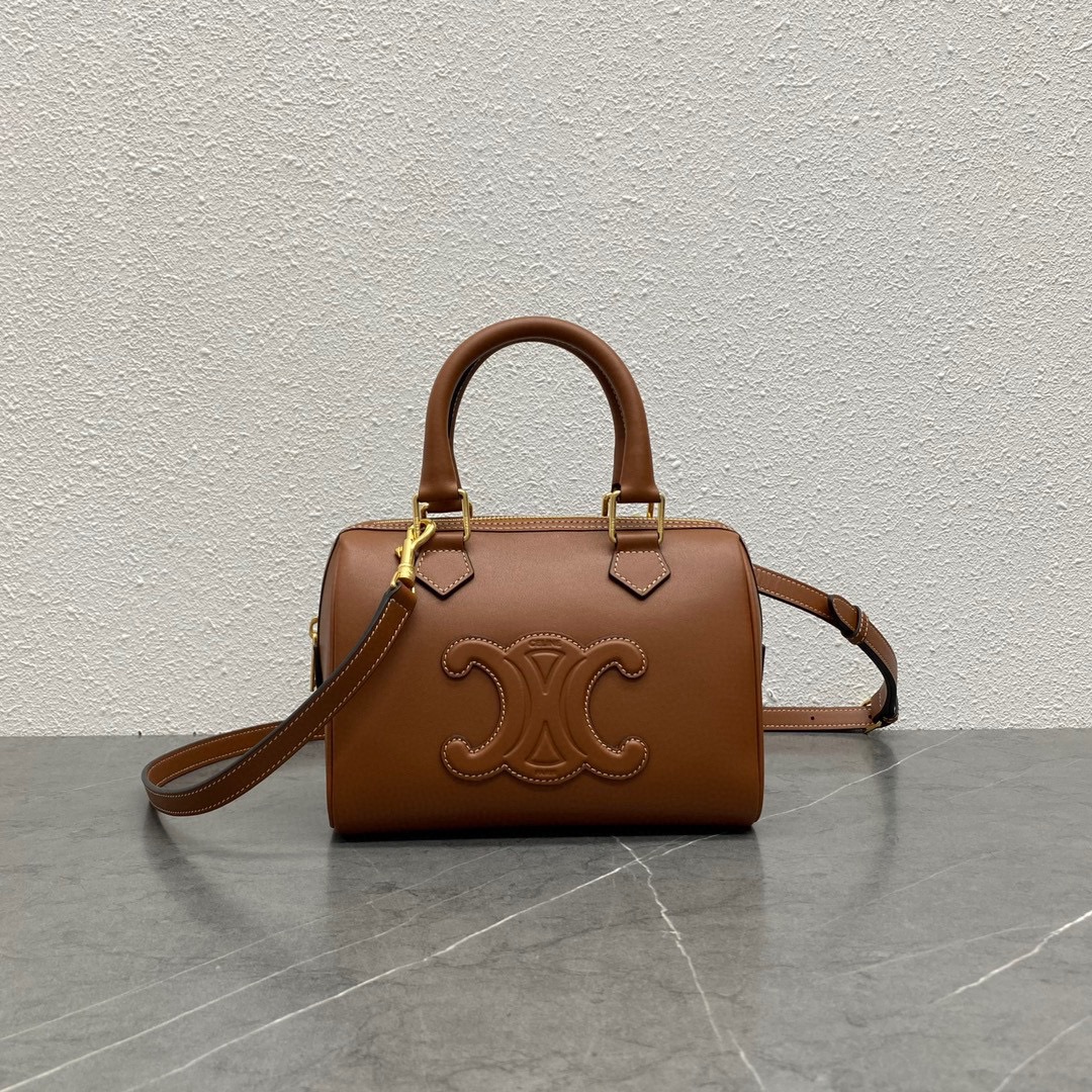 Celine Small Boston Cuir Triomphe In Smooth Calfskin Tan 197582